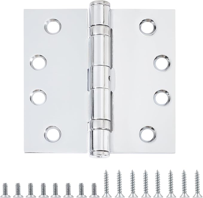 TDCHINGES Heavy Duty Door Hinges 4.5 Inch x 4 1/2" Polished Chrome Square | 1 by TDCHINGES