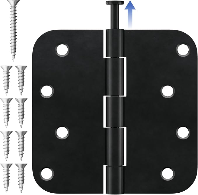 3 Pack 4 Inch Door Hinges Matte Black, Heavy Duty Solid Iron Interior & by RAFECIEE