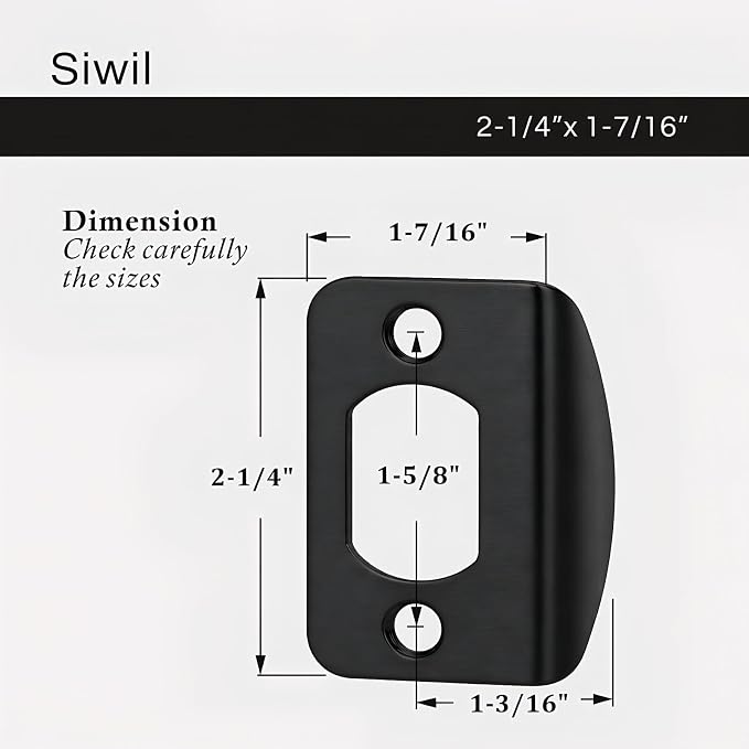 Door Strike Plate Univeral, 2-1/4 inch x 1-7/16 inch, Round Corner - Image 3