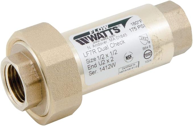 Watts Lead-Free Brass Dual Check Valve Backflow Preventer 1/2" x 1/2" by WATTS