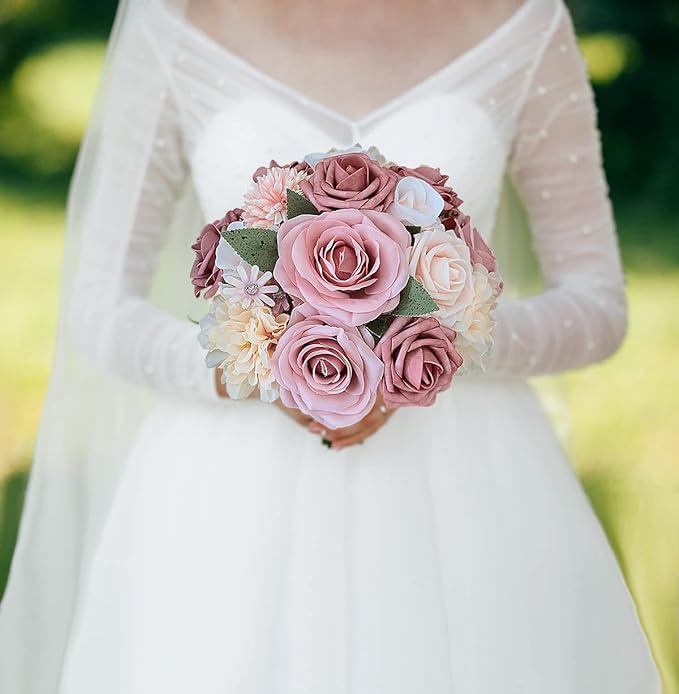 FACINOC Roses Artificial Flowers Pink Bouquets Box Set - Image 2