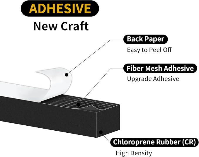 Foam Weather Stripping Tape, High Density CR, 1/2 in x 3/8 in x 13Ft | Weather - Image 5