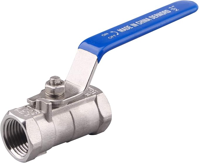 DERNORD Stainless Steel Ball Valve 1PC Type 0.5 Inch NPT Standard Port by DERNORD