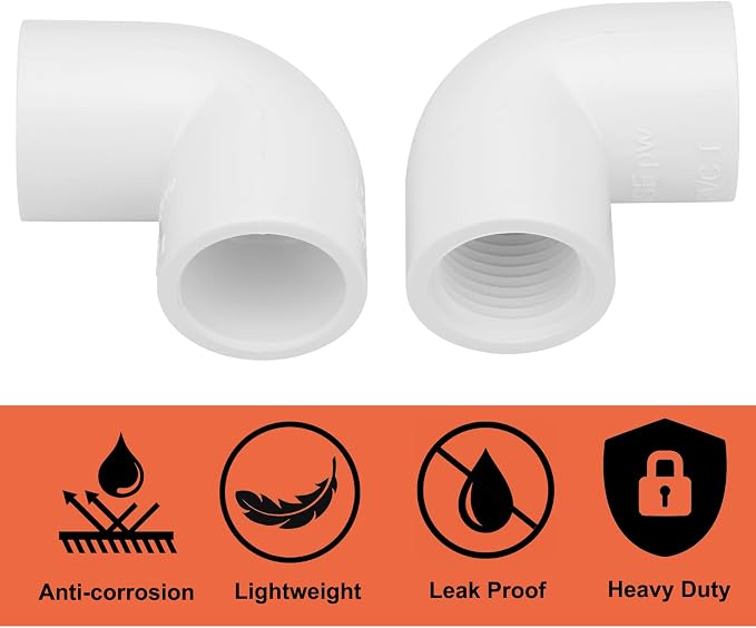 12Pack 1/2" Female Thread 90 Degree PVC Elbow Pipe Fitting SCH40 PVC Hose - Image 5