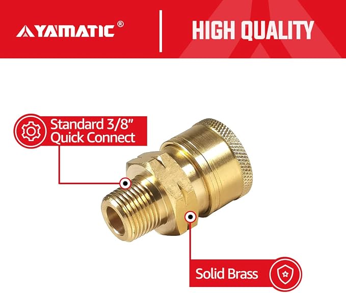 YAMATIC 3/8 in Quick Connect Socket to Male NPT Adapter, 5000 PSI, 2 Pack | - Image 3