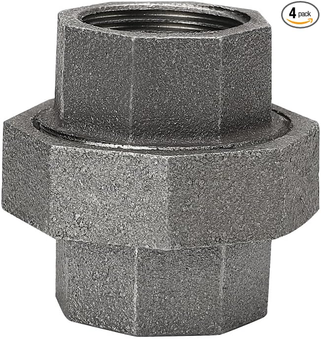 3/4" Pipe Fittings Union Home Expert 4 Pack Malleable Cast Iron Pipe Union | by HomeExpert