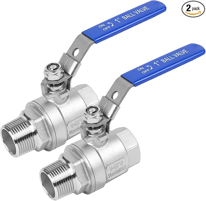 2 Pack 1" Full Port Ball Valve NPT Male x Female 304 Stainless Steel Heavy Duty by SKLSSVF