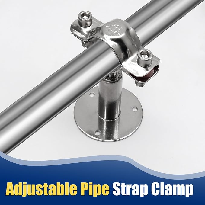 2pcs Adjustable Pipe Support Bracket, 1 Inch Pipe Clamp | Stainless Steel - Image 4
