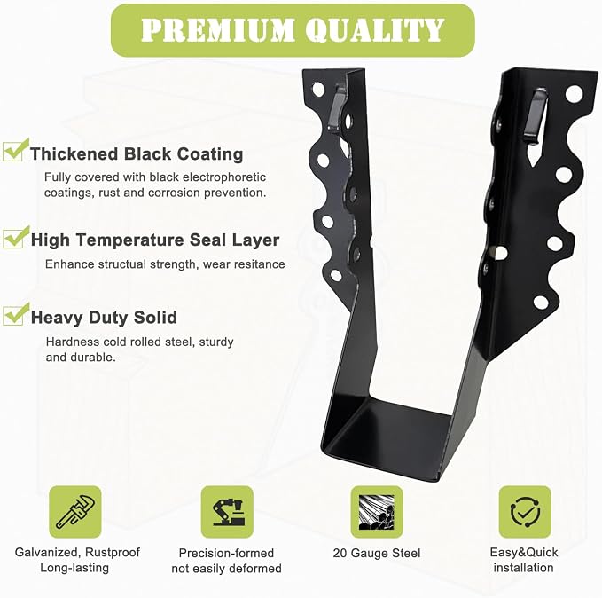20PCS 2" X 6" Joist Hanger 18 Gauge Galvanizing Face Mount, Hurricane Tie - Image 4