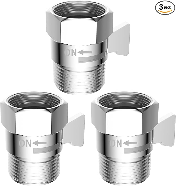 Hibbent All Metal 3 Pack Shower Head Flow Control Valve, G1/2 Brass Shut-off by Hibbent