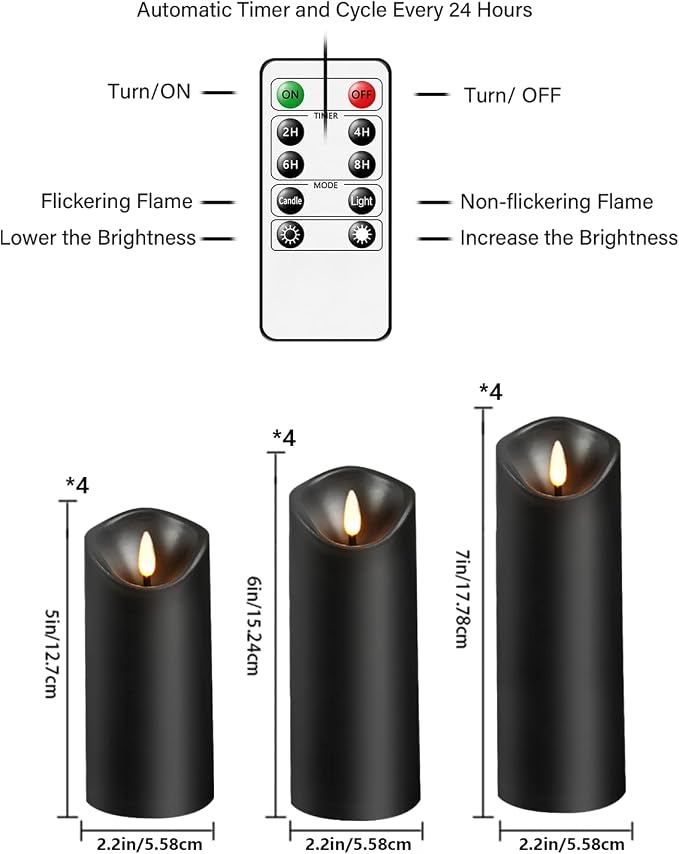 Nimiko Flameless Candles with Remote, Battery Operated Flickering Flameless - Image 2