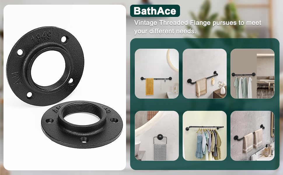 Industrial Pipe Floor Flange, Heavy Duty Malleable Iron Pipe Fittings, Wall - Image 5
