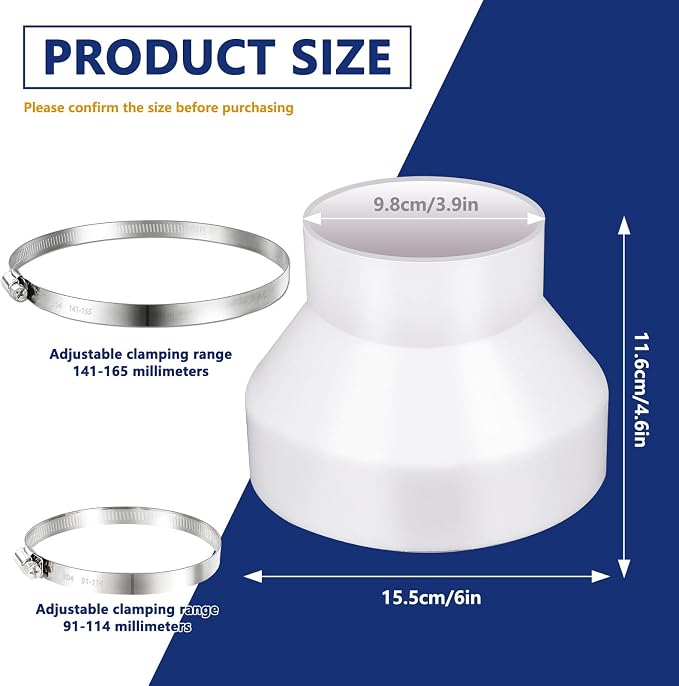 2 Set 6 to 4 inch Duct Reducer Adapter, Air Duct Reducer Increaser - Image 2