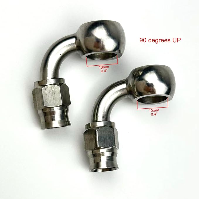 2pcs stainless steel 90 degrees female AN3-3 3AN to metric M10 10mm 0.4in banjo - Image 2