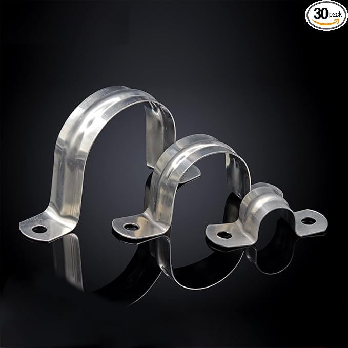 30 Pack M25 Stainless Steel Rigid Pipe Strap, Heavy Duty Pipe Fasten Holder by MYUBWTF
