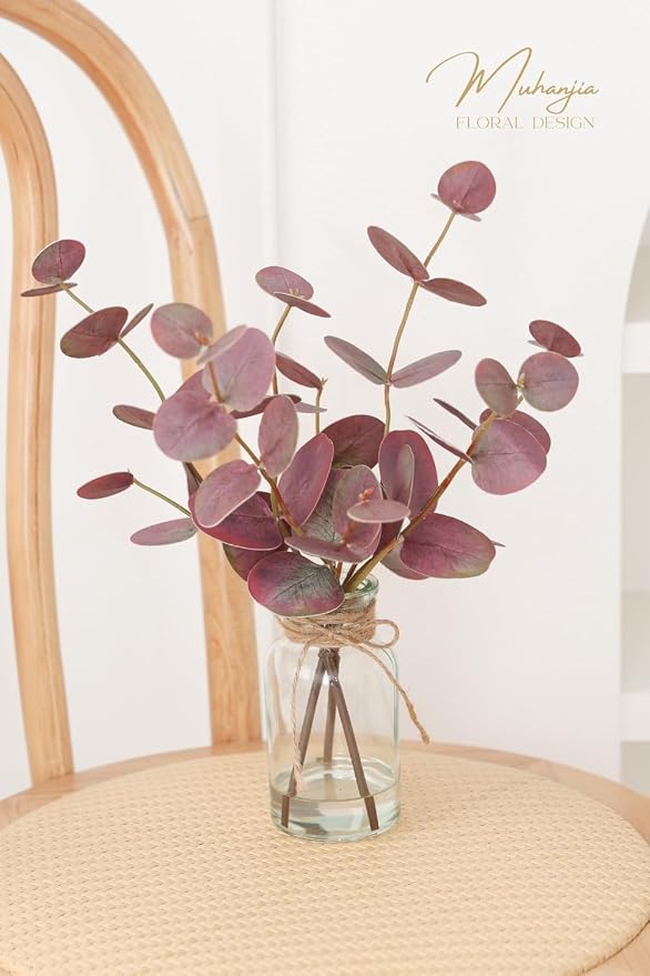 Muhanjia Artificial Eucalyptus Stems in Glass Vase - Image 5