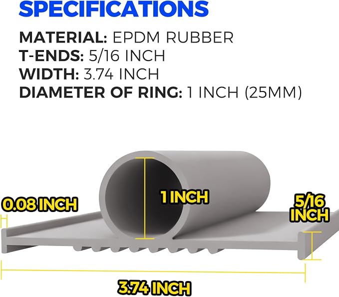 Holikme Garage Door Bottom Seal, EPDM Rubber Weather Stripping 17Ft Gray | Fits - Image 7