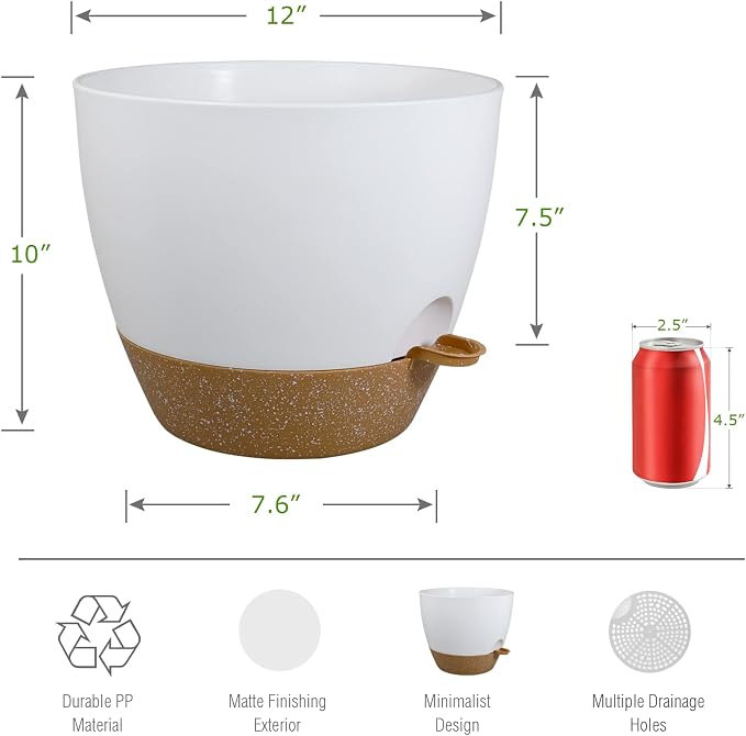 UOUZ 12 inch Large Self Watering Pots, Plastic Planters - Image 2