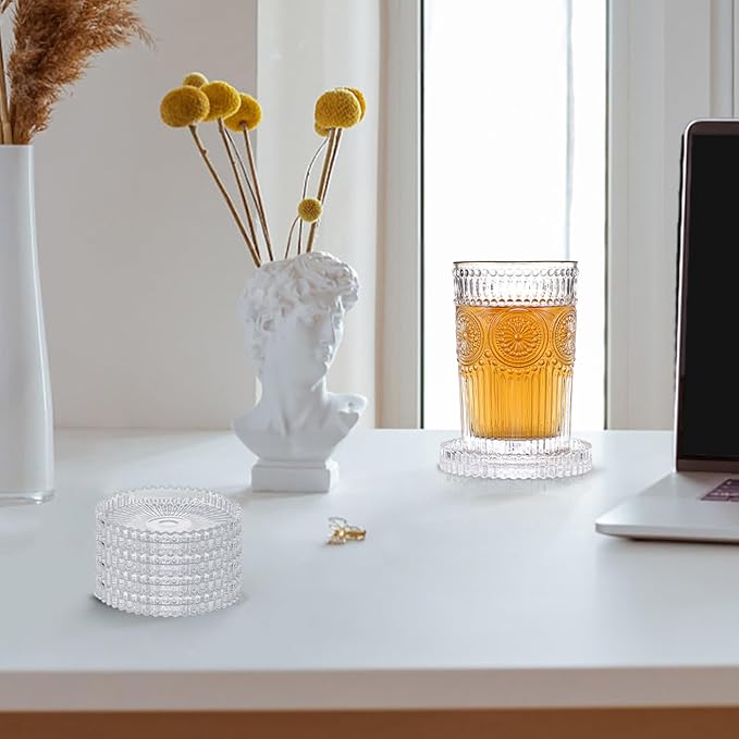 Modern Clear Coaster Set of 5- Glass Coasters - Image 5