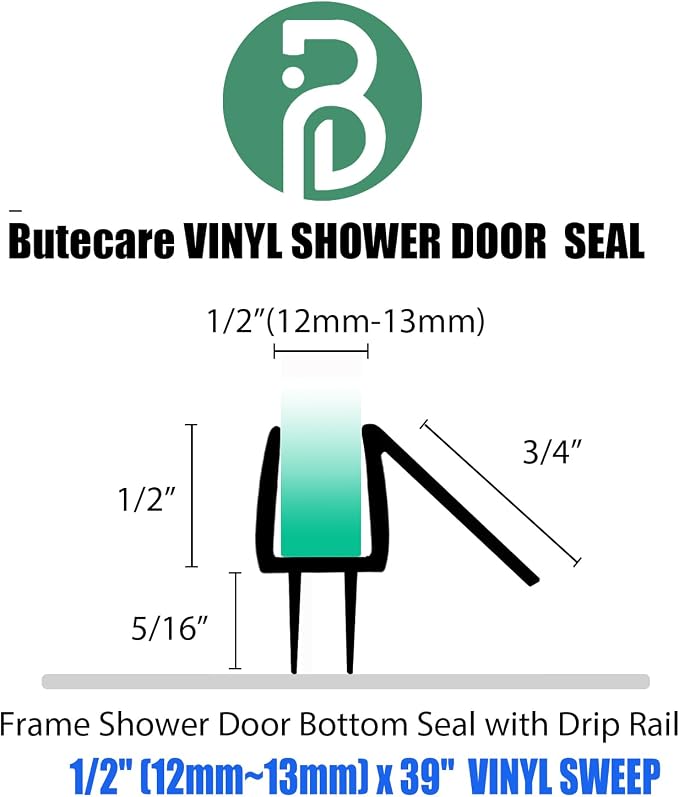 2-Pack Butecare Frameless Shower Door Bottom Seal - Image 3