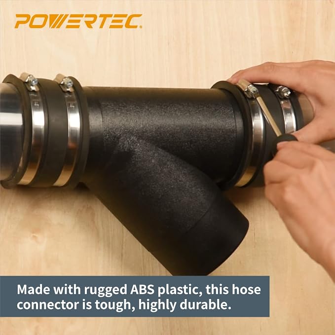 POWERTEC 4 Inch Y Fitting for 4" Dust Collection Hose, 4 Inch Dust Collection - Image 3