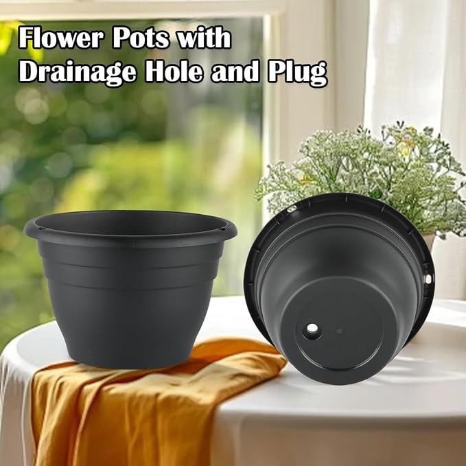 RooTrimmer 5 Pack 10 Inch Plant Pots Plastic Planters - Image 6
