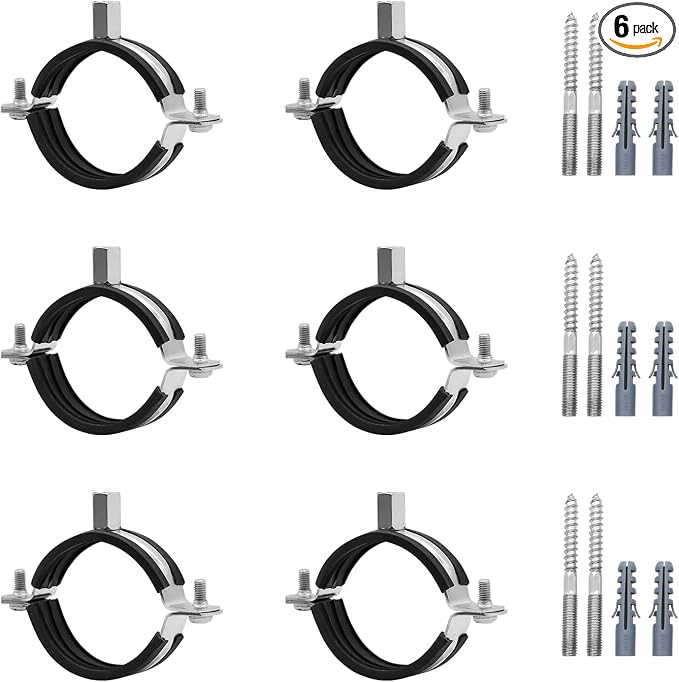 6 Pcs 1.5-1.7 Inch Split Ring Pipe Hanger, 38-43mm Heavy Duty Adjustable Pipe by AKIHISA