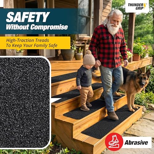 Outdoor Stair Treads Non-Slip 30" x 8" 12-Pack Waterproof 80-Grit Grip Tape - Image 2