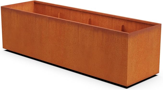 Extra Large Corten Steel Planter 84x24x24 Inch by Plantercraft
