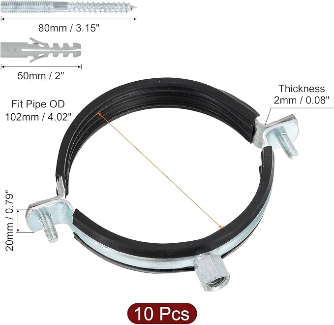 uxcell 10 Pcs Adjustable Pipe Bracket Clamp - Image 2