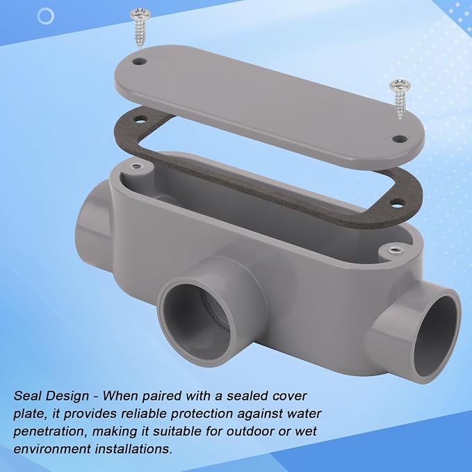 4Pack 3/4 Inch Rigid PVC Conduit Body Type T, Slip x Slip PVC Conduit Bodies T - Image 2