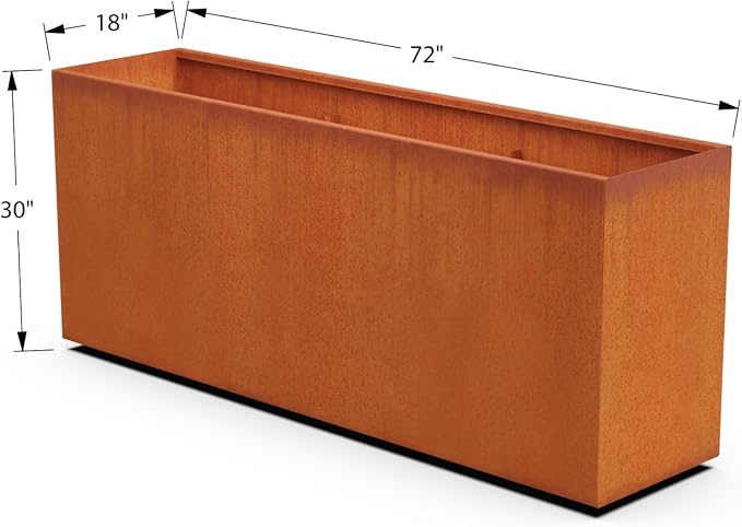 Large Rectangular Planters for Outdoor Plants 72x18x30 | Corten Steel Planter - Image 5
