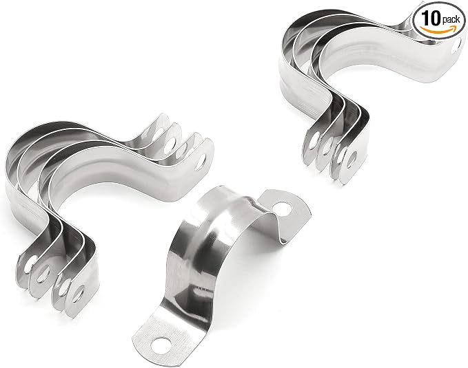 10Pcs 1-9/16 Inch Stainless Steel Conduit Clamps | Two Hole Strap, U Bracket by Jersvimc