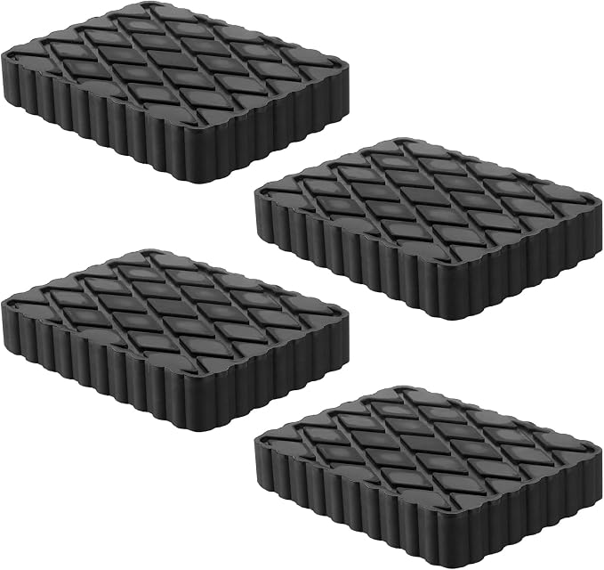 Solid Rubber Auto Lift Pads, 6-1/3" x 4-3/4" x 1" | 4 Pack Anti-Skid Lift Block by Racewill
