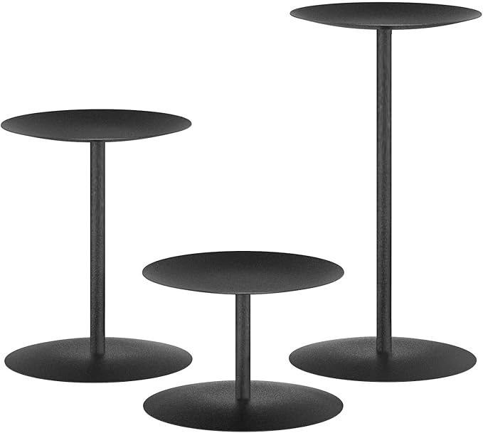 smtyle Black Pillar Candle Holders, Reversible Set of 3 | Flip the concave by smtyle