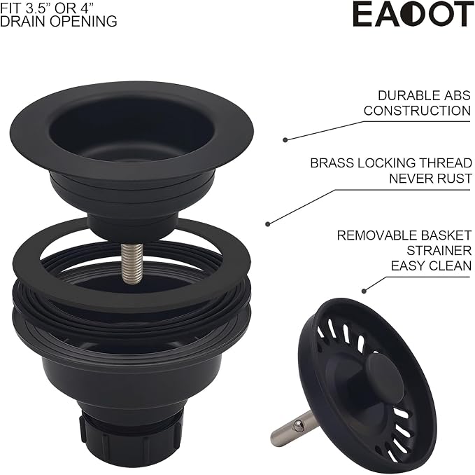 Black Polymer Drain Kitchen Sink Drain Assembly - Image 4