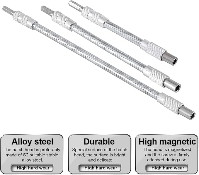 3 Pcs Mixed Drive Flexible Socket Extension Bar Adapter Set - 150mm/200mm/300mm - Image 8