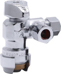 SharkBite 1/2 x 3/8 Inch Compression Dual Outlet Angle Stop Valve, Quarter Turn by SharkBite