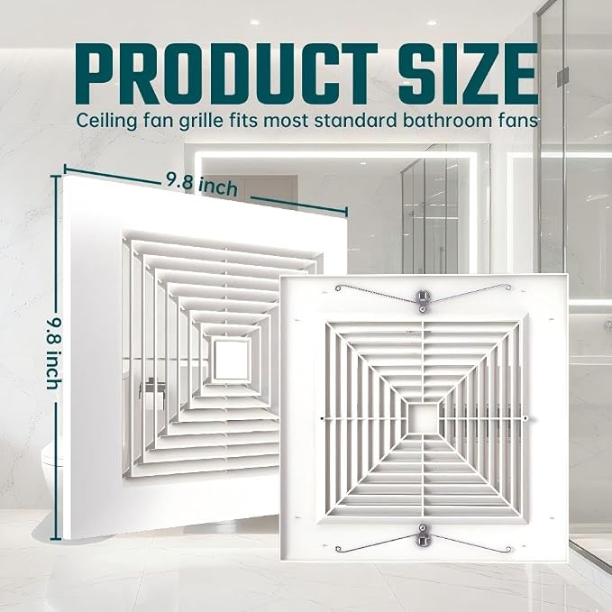 9.8" Bathroom Exhaust Fan Cover, Grille Replacement Parts - Image 5