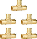 5-Pack 3/4 Inch PEX Tee Fittings, Brass | PEX Crimp Pipe Fittings 3/4" by SUNGATOR