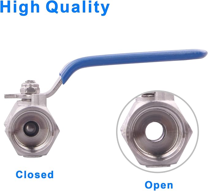 DERNORD Stainless Steel Ball Valve 1PC Type 3/8 Inch NPT Standard Port - Image 4