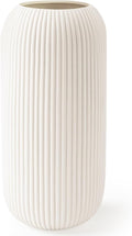 Ceramic Vase for Flowers – Modern Small Ribbed Textured Flower Vase for Home by RIKBVOM