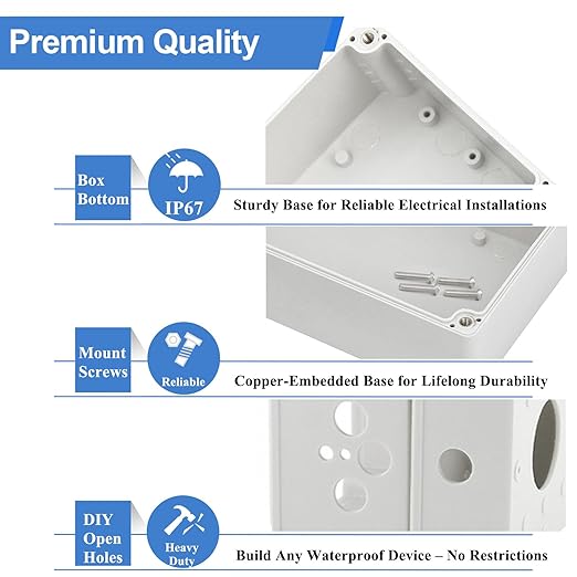 Plastic Junction Box, Nineleaf IP67 Plastic Electrical Project Case, Waterproof - Image 3