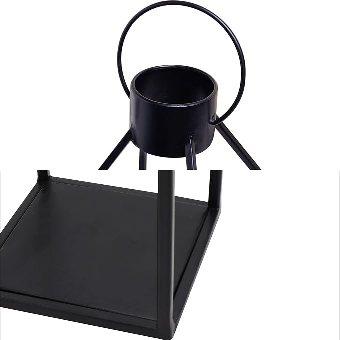 HPC Decor Modern Farmhouse Lanterrn Decor- Black Metal Candle - Image 5