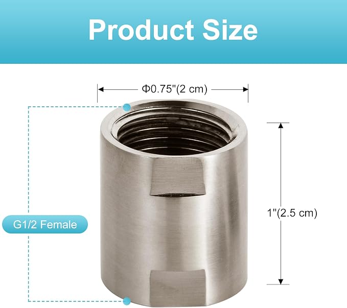 OFFO Shower Pipe Fitting, Brass Converter Adapter, G1/2 x G1/2 in Female Thread - Image 2