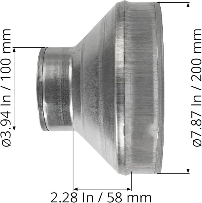 8" to 4" Inch Galvanized Steel Round Duct Reducer - Image 6