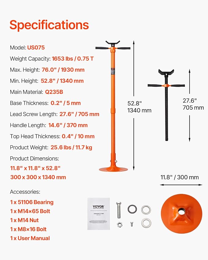 VEVOR Underhoist Support Stand 3/4 Ton Capacity Under Hoist Jack Stand | - Image 7