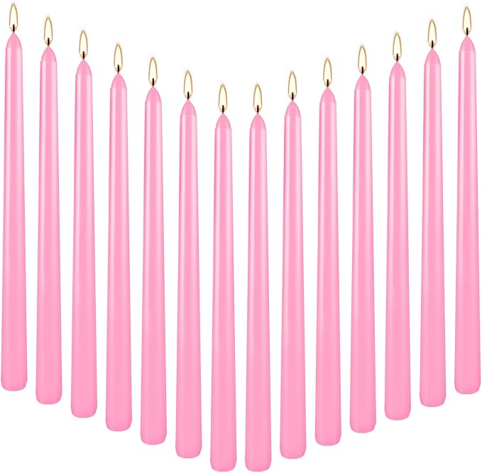 Howemon 14 Pack Pink Taper Candles 12 Inch Tall 3/4 Inch Thick Burn 10 Hours - Image 2