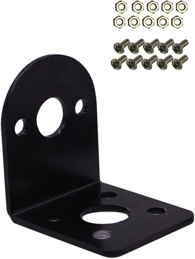 Black 25mm DC Gear Motors Mounting Bracket, Iron Anti-Rust Gearbox L-Shape by Greartisan