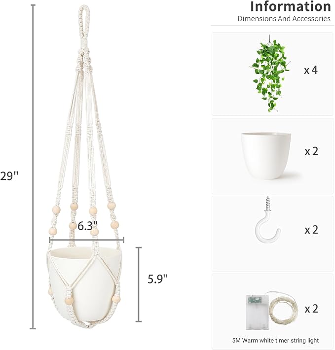 Mkono 2 Packs Fake Hanging Plant - Image 5